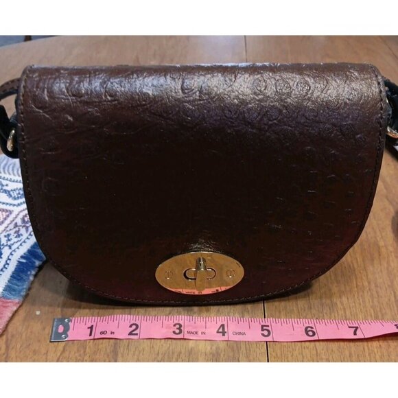 Ashwood Brown Saddle Crossbody‎ Purse Genuine Leather Mini Purse Gold Hardware - Picture 9 of 9